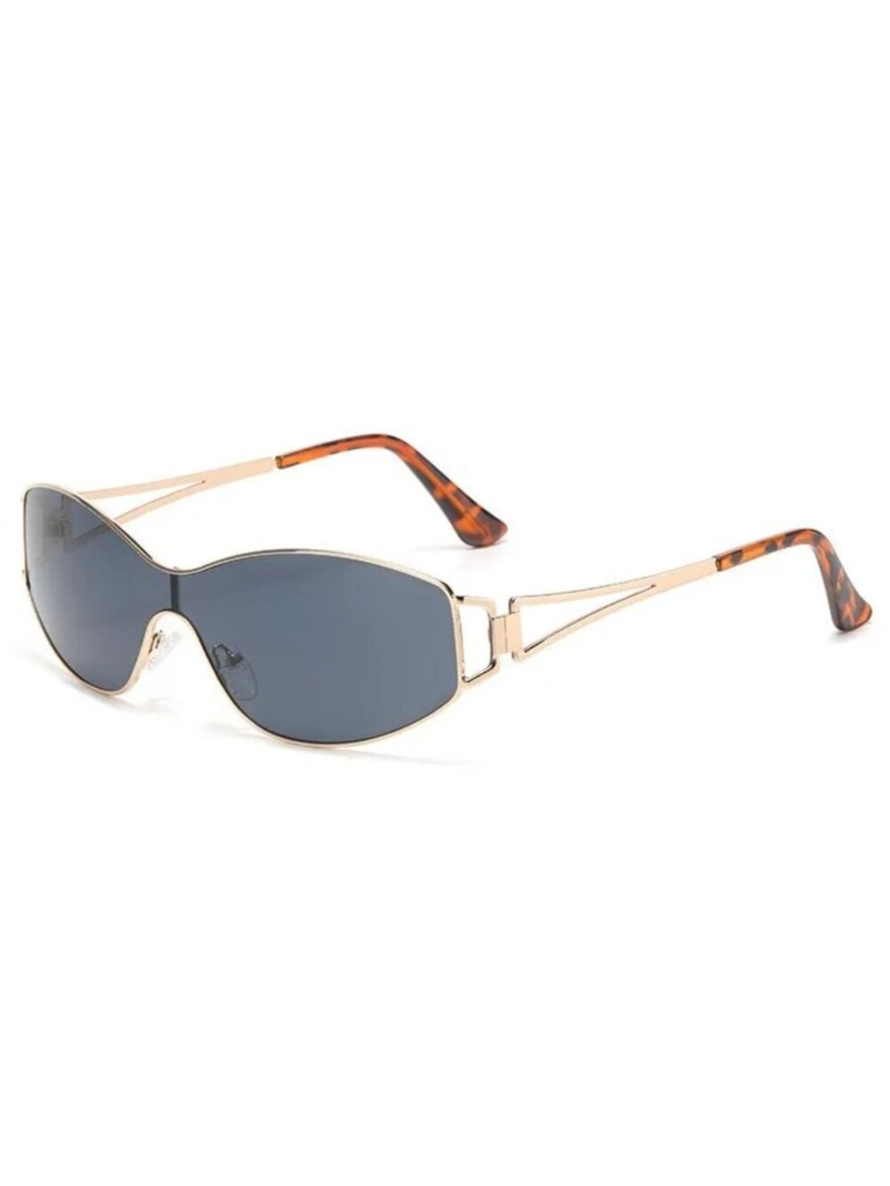 Oversized Tinted Sunglasses With Black Tinted Lenses Gold Metal Frame & Tortoise